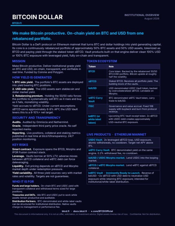 First page of Bitcoin Dollar Protocol Overview